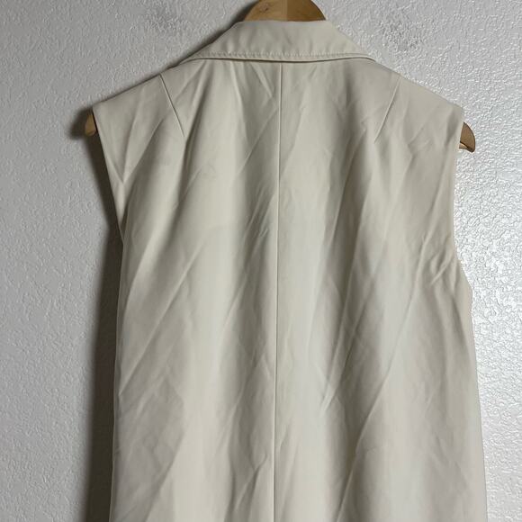 Marina Moscone Long Cream Oversized Sleeveless Wrap Midi Trench Vest Size Medium - Picture 14 of 14